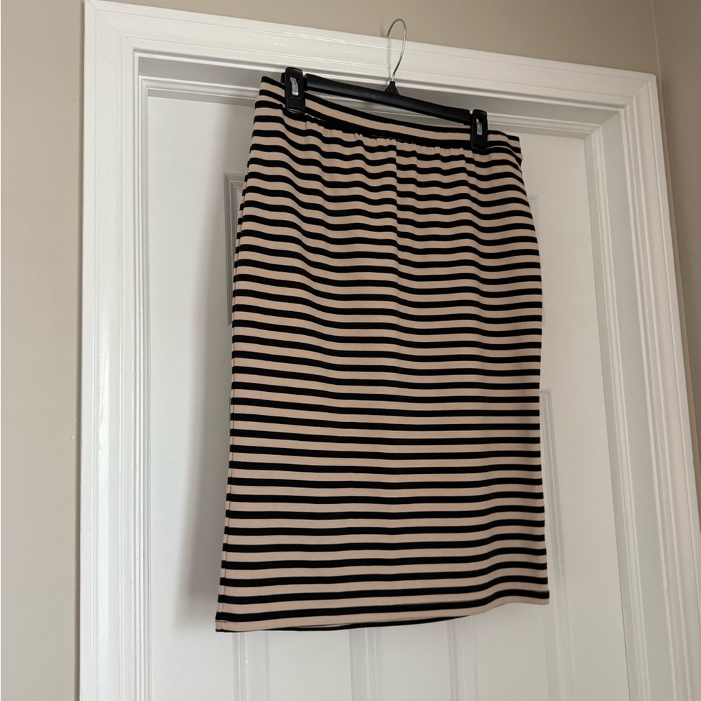 Philosophy Black and Tan Striped Pencil Skirt